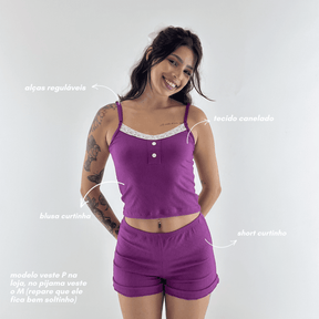 Pijama Aura Canelado Roxo