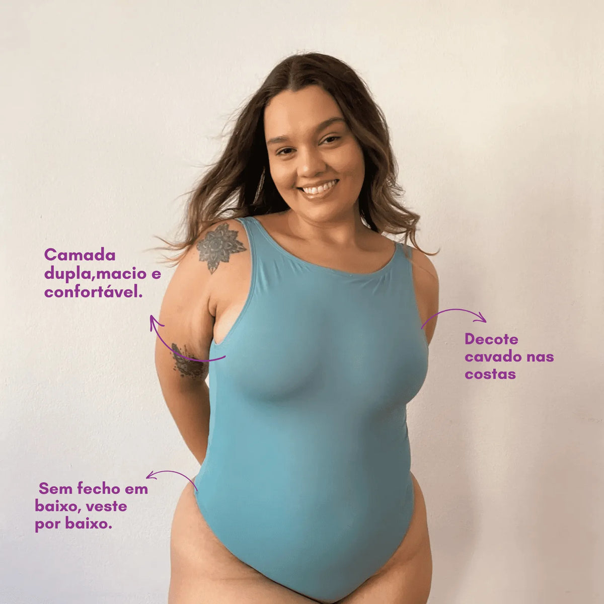 Body Atenas decote nas costas Verde Água
