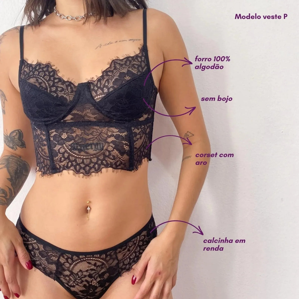 Conjunto Corset Gemini Preto
