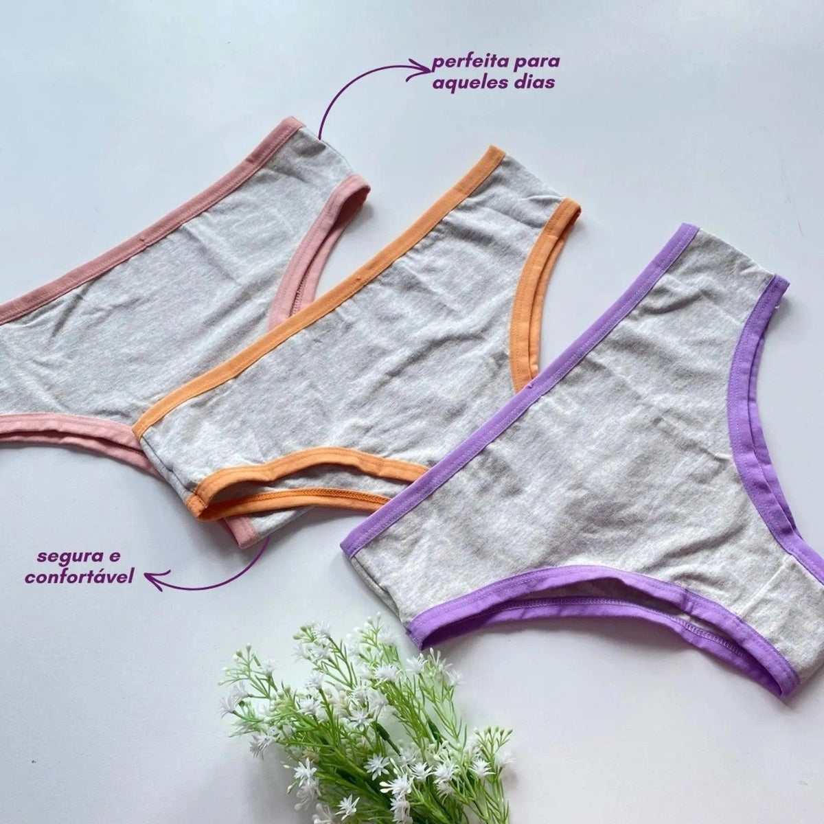 Kit 3 Calcinhas Comfort Algodão Sortido