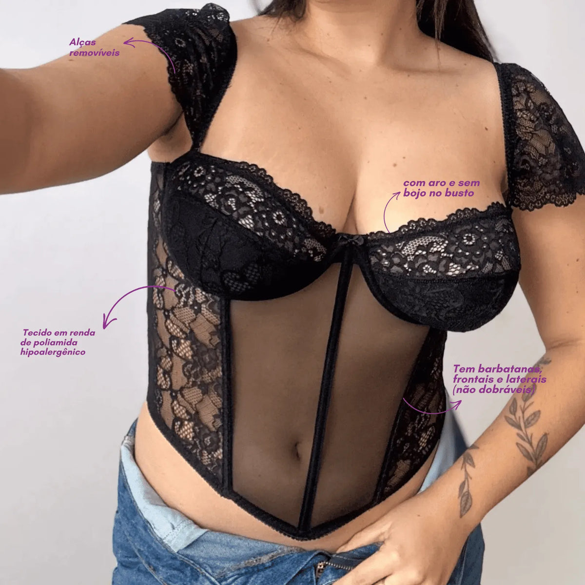 Conjunto Corset Jasmine Preto