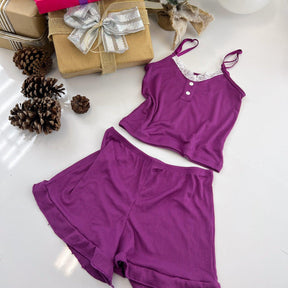 Pijama Aura Canelado Roxo