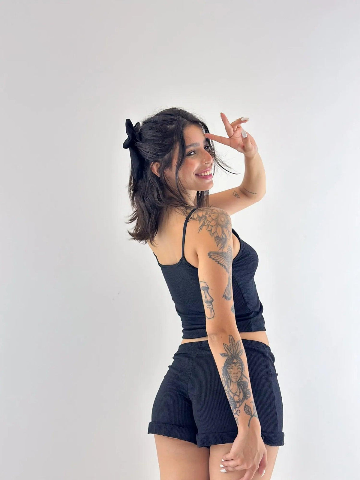 Pijama Aura Canelado Preto