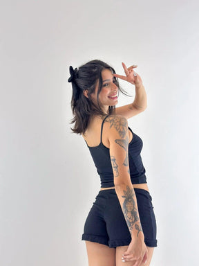Pijama Aura Canelado Preto