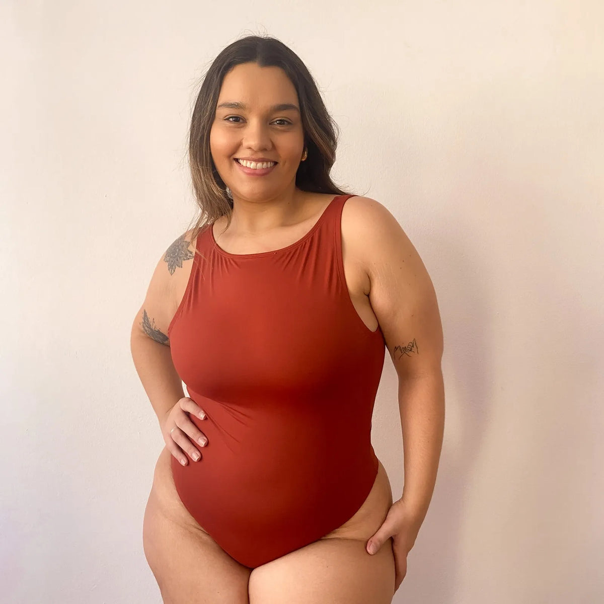 Body Atenas decote nas costas Terracota