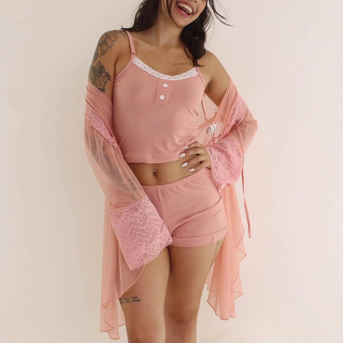 Pijama Aura Canelado Rosa claro